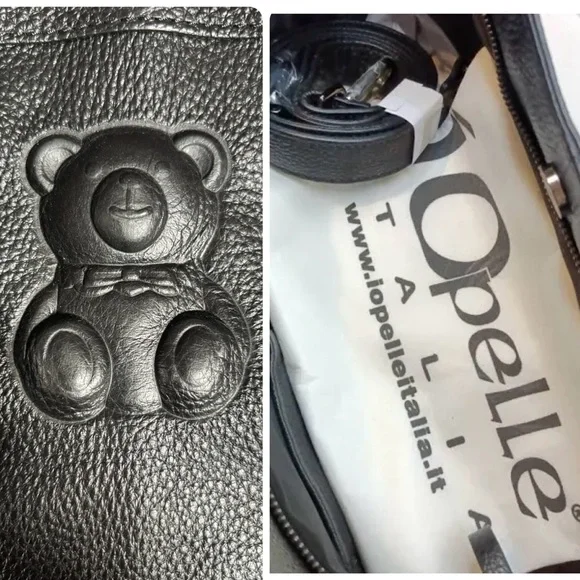 Io Pelle rare black Teddy bears embossed leather tote - Picture 11 of 16